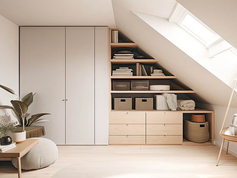 Combles décorés de meubles modernes