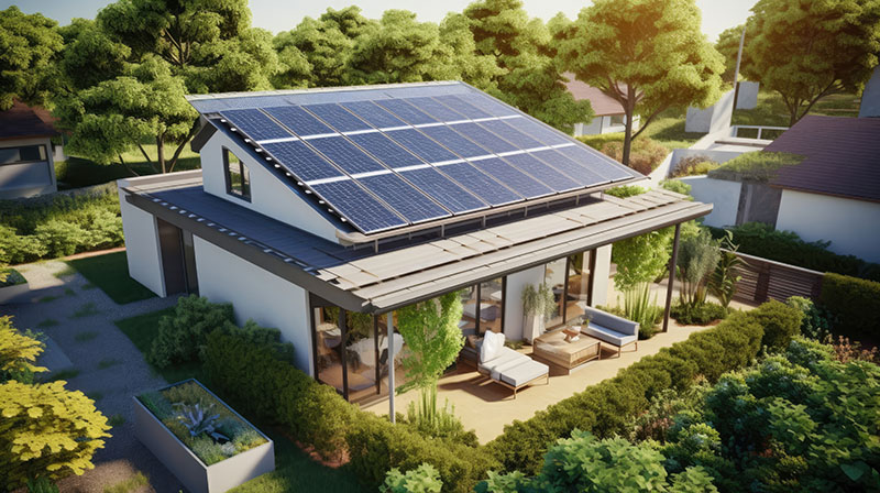 Panneaux solaires installés sur le toit d'une maison